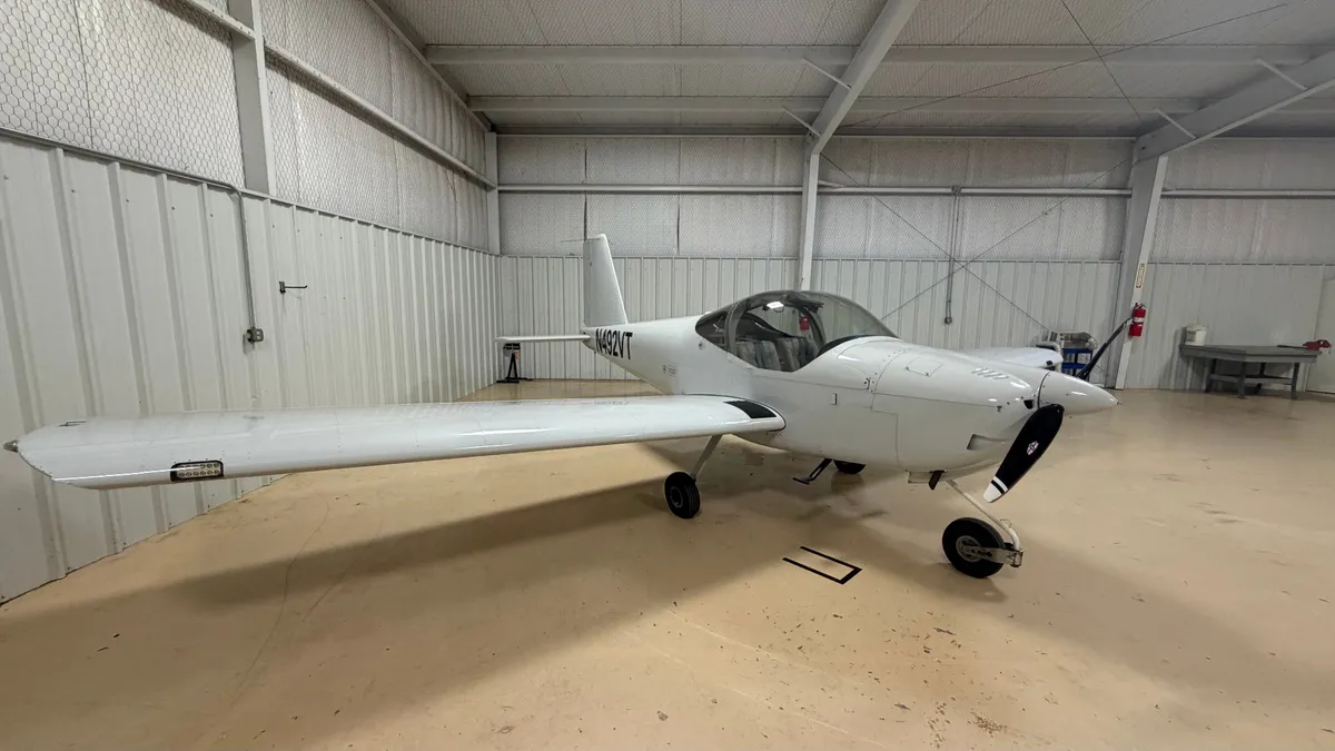 Van's RV-12iS parked in a hangar